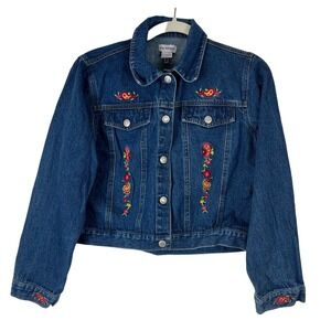 My Twinn Girls Denim Jacket Embroidered Floral XL  Navy Jean